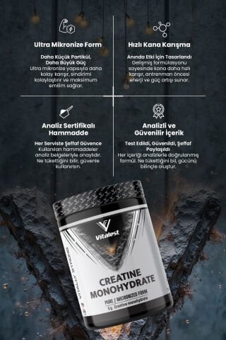 VİTALEST CREATINE MONOHYDRATE 300GR. AROMASIZ