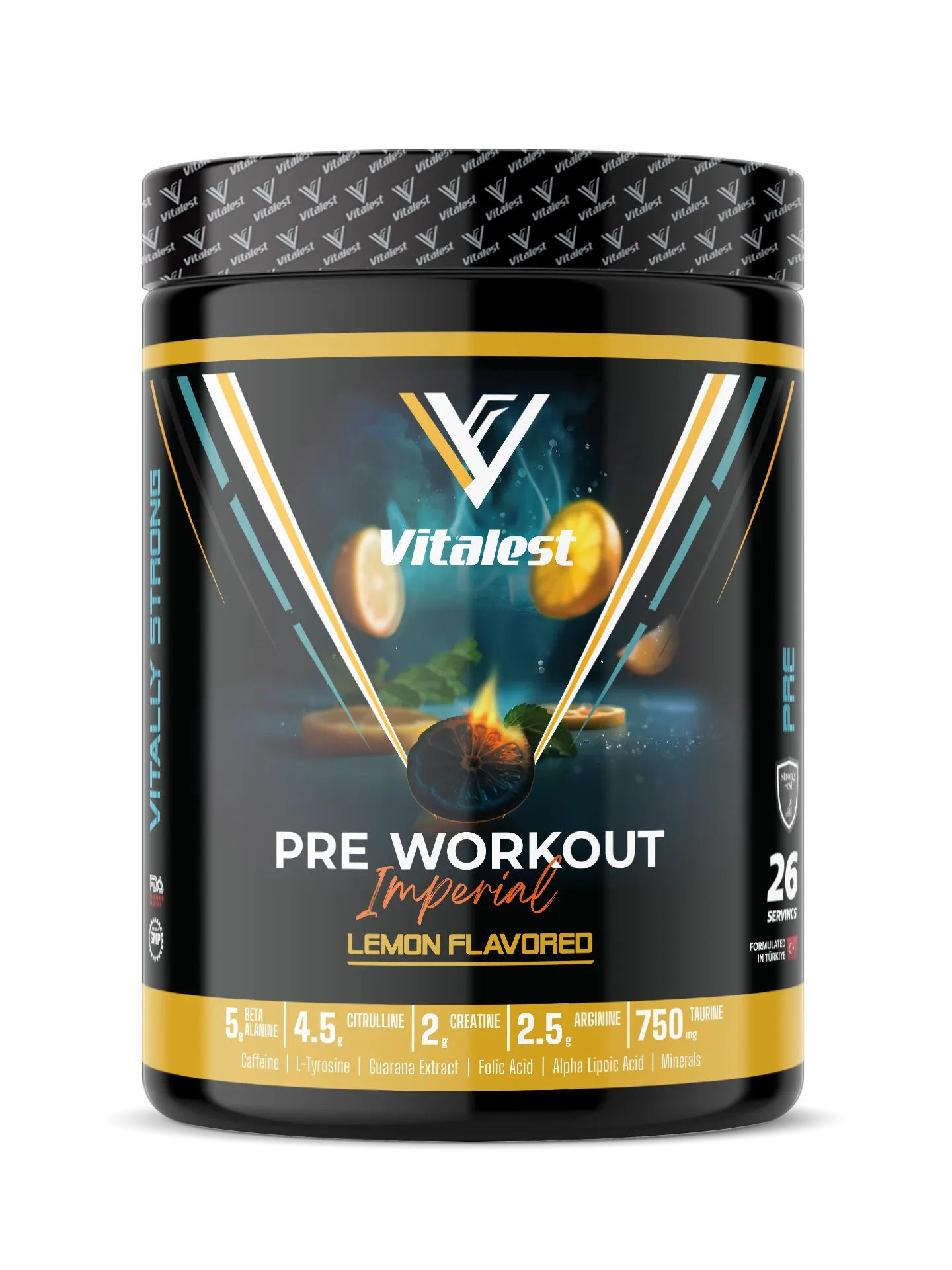 Vitalest Pre Workout 468G. 26 Servis LİMON