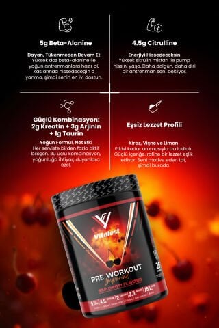 Vitalest Pre Workout 468G. 26 Servis VİŞNE
