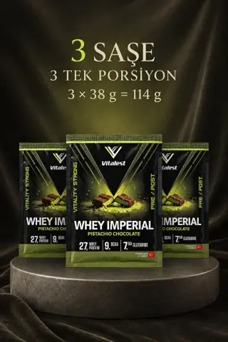 Vitalest Imperial Fıstıklı Çikolata Aromalı Whey Protein Tozu 38g Üçlü Şase
