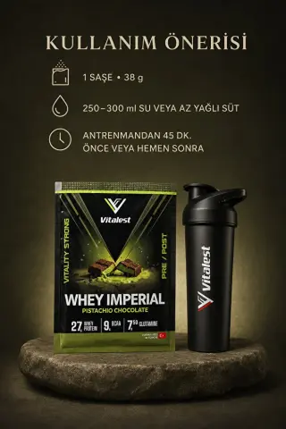 Vitalest Imperial Fıstıklı Çikolata Aromalı Whey Protein Tozu 38g Şase